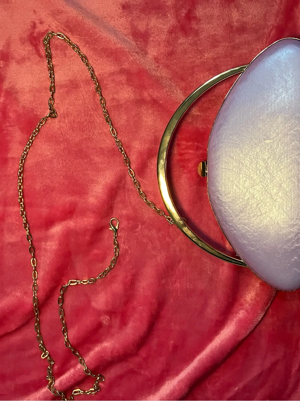 Lavender Oval Clutch with Gold Handle - Women's Evening Bag